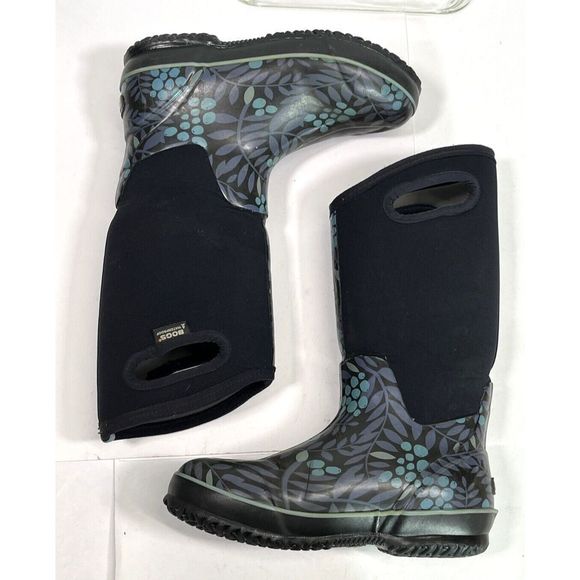 BOGS Womens Winterberry Blue Black Tall Waterproof Boots Size 8 US Mud Farming - Picture 6 of 13